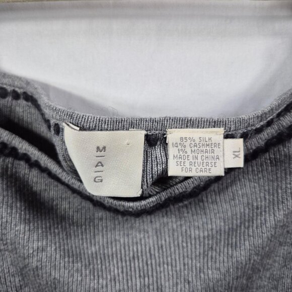 MAG Sweater Womens XL Gray Knit Vest Silk Cashmere Blend Sleeveless Top Y2K - Picture 4 of 6